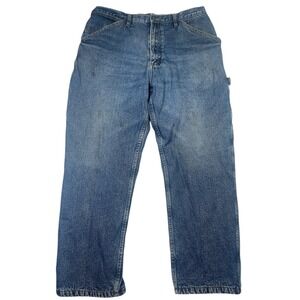 Guide Gear Carpenter Jeans Men's 38 x 30 Blue Denim Cotton Fleece Lined Mid-Rise